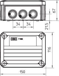 Коробка распределительная 150х116х67мм T100 ED 6-5 OBO 7205530 Коробка распределительная 150х116х67мм T100 ED 6-5 OBO 7205530