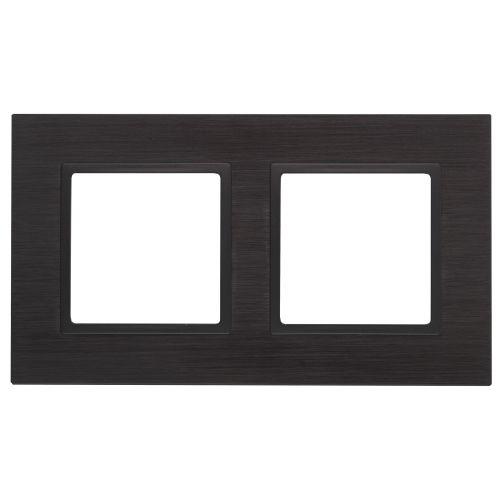 Рамка на 2 поста, металл, Эра Elegance, чёрный+антр, 14-5202-05 | код Б0034549 | ЭРА
