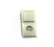 СЕЛЕНА Блок комбинированный с/у выключатель 2-хклавишный с подсв.+розетка 2К БКВР-418, сл.кость | код 8180 | Кунцево-Электро