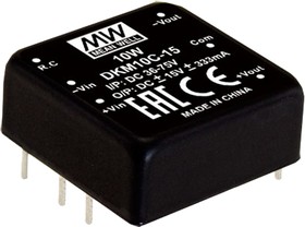 Источник питания DC-DC, 10Вт, Uвх=4.7…9B, Uвых=±5В/±1А, вход дист. управл., изоляция 1500В DC, в корпусе 25.4х25.4х10.2мм, -40С…+85С | код DKM10E-05 | MeanWell Источник питания DC-DC, 10Вт, Uвх=4.7…9B, Uвых=±5В/±1А, вход дист. управл., изоляция 1500В DC, в корпусе 25.4х25.4х10.2мм, -40С…+85С | код DKM10E-05 | MeanWell