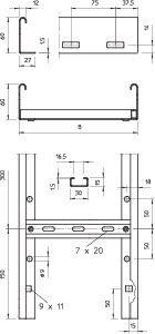 Лоток лестничный 500х60 L3000 сталь 1.5мм LG 650 VS 3 FT гор. оцинк. OBO 6208574