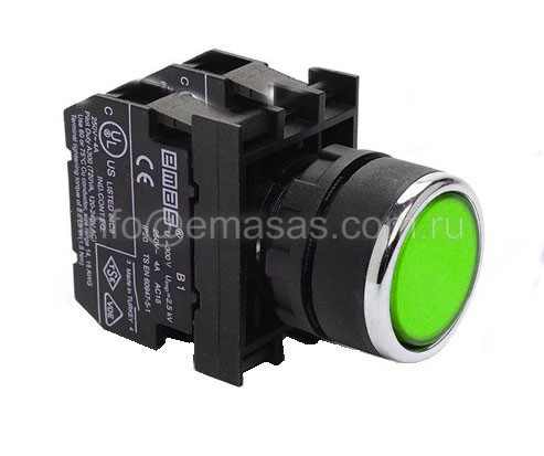Кнопка с блоком подсветки зеленая B131DY | код B131DY | EMAS Кнопка с блоком подсветки зеленая B131DY | код B131DY | EMAS