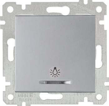 Rita - Выключатель кнопочный с подсветкой, символ - лампа, пруж. зажимы, нерж. сталь | код 2200-417-0182 | Mutlusan Rita - Выключатель кнопочный с подсветкой, символ - лампа, пруж. зажимы, нерж. сталь | код 2200-417-0182 | Mutlusan