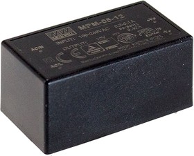 Источник питания AC-DC, 5.5Вт, вход 80...264В AC 47...440 Гц, выход 24В/0.23А, изоляция 4000В AC, в кожухе 45.7х25.4х21.5мм, -40...+85C | код MPM-05-24 | MeanWell Источник питания AC-DC, 5.5Вт, вход 80...264В AC 47...440 Гц, выход 24В/0.23А, изоляция 4000В AC, в кожухе 45.7х25.4х21.5мм, -40...+85C | код MPM-05-24 | MeanWell