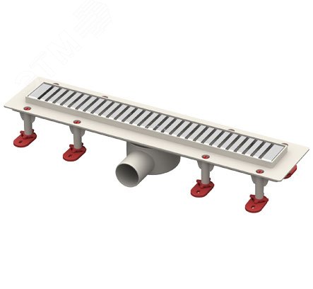 трап линейный с сухим затвором, с горизонтальным выходом d50 мм, решетка l600 мм, решетка нержавеющая сталь | код 101200423 | Татполимер