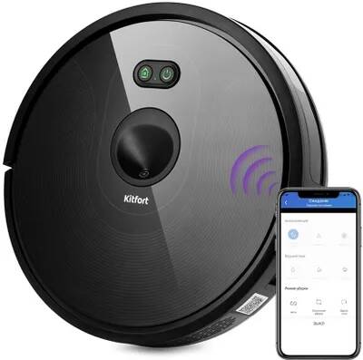 Пылесос-робот Kitfort KT-589 25Вт черный | код 1543410 | KITFORT Пылесос-робот Kitfort KT-589 25Вт черный | код 1543410 | KITFORT
