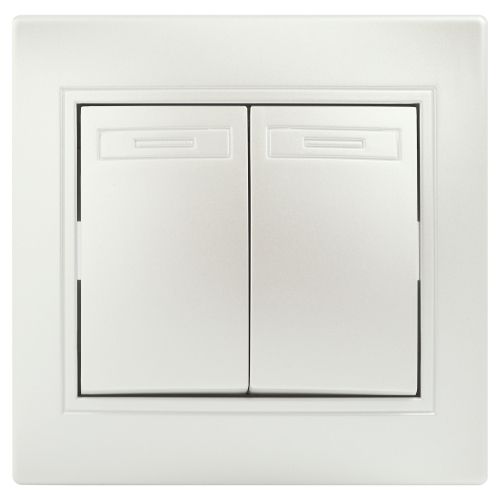 Переключатель Intro Plano 1-107-06 двухклавишный, 10А-250В, IP20, СУ, перламутр | код Б0053811 | ЭРА