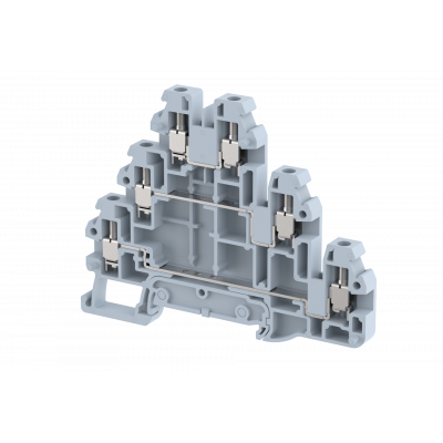 Клемма проходная винтовая 2,5 мм2, трехуровневая, на 6 подключения, серая TQ2.5-3T-GREY | код 1202030000 | Elmex Клемма проходная винтовая 2,5 мм2, трехуровневая, на 6 подключения, серая TQ2.5-3T-GREY | код 1202030000 | Elmex