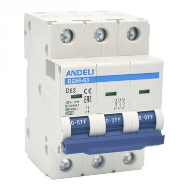 Автоматический выключатель DZ66-63/3P 50A 6kA х-ка C (ANDELI) | код ADL01-259 | ANDELI Автоматический выключатель DZ66-63/3P 50A 6kA х-ка C (ANDELI) | код ADL01-259 | ANDELI