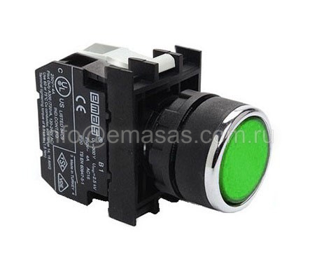 Кнопка с подсветкой-светодиод зеленая B190DY | код B190DY | EMAS Кнопка с подсветкой-светодиод зеленая B190DY | код B190DY | EMAS