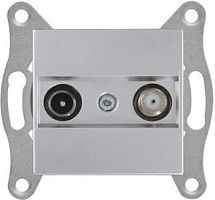 Rita - Розетка TV-SAT, проходная, 4Дб/F разъем, нерж. сталь | код 2200-156-0282 | Mutlusan