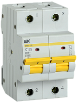 Выключатель автоматический двухполюсный ВА47-150 125А C 15кА | код. MVA50-2-125-C | IEK 