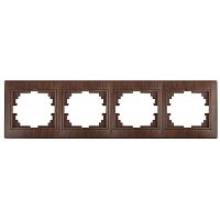 Рамка на 4 поста гор., СУ, Plano, венге, 1-504-10 | код Б0030104 | ЭРА