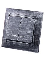 Выключатель 2 кл. с подсветкой 10А старинное серебро Лама TDM | код SQ1815-0647 | TDM