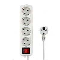Удлинитель Гарнизон ELB-G4-W-3, 4 евророзетки с выключателем и заземлением, допустимый ток 16А, длина 3м. | код ELB-G4-W-3 | Гарнизон