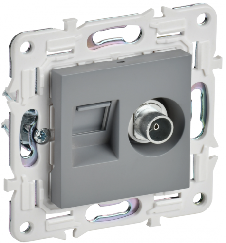 SKANDY Роз. двойная TV+RJ45 кат.6E SK-A15Gr сер. IEK | код SK-AK20-2-K03 | IEK