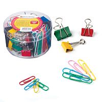 Набор BRAUBERG, зажимы 19 мм/15 шт., 25 мм/8 шт., скрепки 28 мм/152 шт. и 50 мм/50 шт., 223517 | код 223517 | BRAUBERG