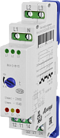 Реле контроля трехфазного напряжения РКН-3-18-15 AC230В/AC400В УХЛ4, без функции контроля чередования фаз, фиксированные пороги Uниз - 154В, Uверх - 286В., корпус 1 модуль МЕАНДР | код 4640016933990 | МЕАНДР