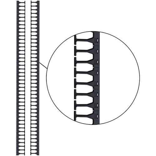 Кабельная гребенка 42U с пальцами глубиной 106 мм, для шкафов LANMASTER DCS шириной 800 мм, 2 шт. в компл., черная | код LAN-DC-CB-42Ux8-PF/S | LANMASTER