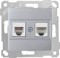 Rita - Розетка телефонная RJ-12+RJ-45 кат.5е, нерж. сталь | код 2200-139-0182 | Mutlusan