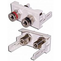 Вставка Mosaic 45x45 акустическая, 2 пары разъемов, белая | код LAN-WA-LP-2SPK-WH | LANMASTER