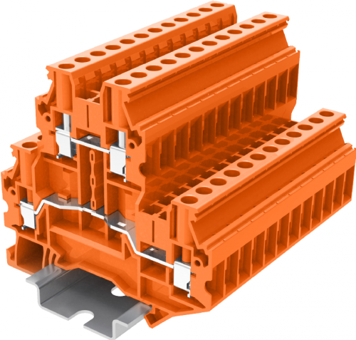 TUD4-2-OG Клемма TU 2-уровневая проходная винтовая, сеч.4мм2, оранж., шт | код TUD4-2-OG | SUPU