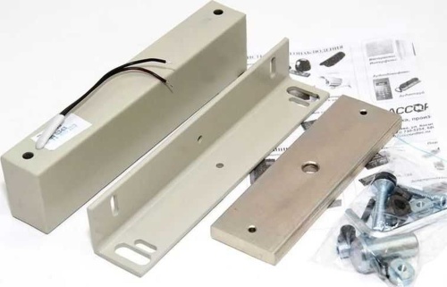 Замок электромагнитный с датчиком холла,муголок в комплекте, цвет серый (ML-295 K-2 С УГОЛКОМ) | код AT-04384 | AccordTec