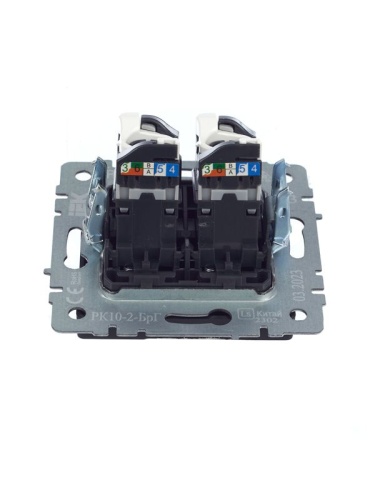BRITE Розетка компьютерная двойная RJ45 кат.5E РК10-2-БрГ графит | код. BR-K20-1-K53 | IEK фото 5