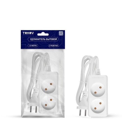 Удлинитель 2х1.5м без заземл. 10А 2х0.75 | код. TKE-C01-BU2-1.5-075 | TOKOV ELECTRIC Удлинитель 2х1.5м без заземл. 10А 2х0.75 | код. TKE-C01-BU2-1.5-075 | TOKOV ELECTRIC