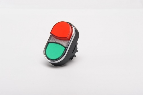 Головка для кнопки сдвоенной красно-зеленой выступающей | код BDK21KY | EMAS Головка для кнопки сдвоенной красно-зеленой выступающей | код BDK21KY | EMAS