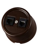 Розетка телефонная RJ11 + компьютерная RJ45 коричневая «Болонь» TDM | код SQ1820-0452 | TDM