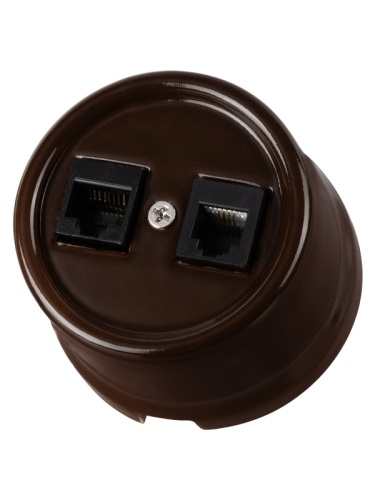 Розетка телефонная RJ11 + компьютерная RJ45 коричневая «Болонь» TDM | код SQ1820-0452 | TDM Розетка телефонная RJ11 + компьютерная RJ45 коричневая «Болонь» TDM | код SQ1820-0452 | TDM