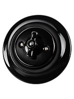 Выключатель скрытой установки фарфоровый поворотный 2-кл. с ручкой (бантик) 10А черный «Болонь» TDM | код SQ1820-0212 | TDM