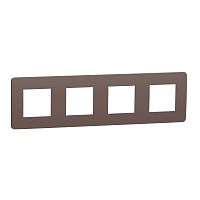UNICA STUDIO рамка 4-постовая, ШОКОЛАД/бежевый | код NU280819 | Systeme Electric