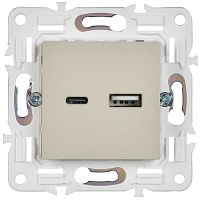 SKANDY Розетка USB A+C 18Вт SK-R13B бежевый IEK | код SK-U22-018-K10 | IEK