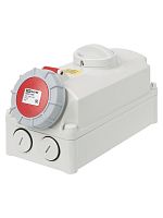 Розетка настенная, с выключателем и блокировкой IP67 63А 3Р+РЕ 380В TDM | код SQ0611-0069 | TDM