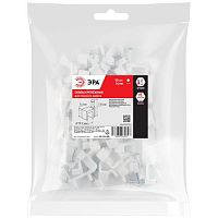 Скоба пластиковая крепежная плоская 14 мм белая NO-224-588 (50 шт/уп) | код Б0066620 | ЭРА
