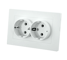 Розетка двойная 2П+З 16А 250В белая Сенеж TDM | код SQ1816-0036 | TDM