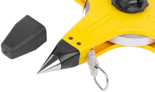 Рулетка геодезическая, стальная лента, желтый открытый пластиковый корпус, прорезиненная ручка 30 м | код 17802 | FIT фото 6