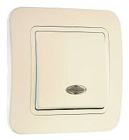 Переключатель проходной 1-кл. 1п 1мод. СП Lillium 10А IP20 с подсветкой крем./крем. Makel 70225