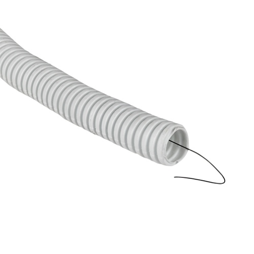 Труба гофр, ПВХ с протяжкой d20 мм (100 м) белая-Plast | код tg-z-20-100-white | EKF