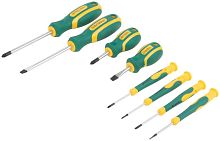 Отвертки ''Контур'', CrV сталь, прорезиненные ручки, 4 шт. + отвертки для точных работ 4 шт., блистер, набор 8 шт. | код 56038 | FIT