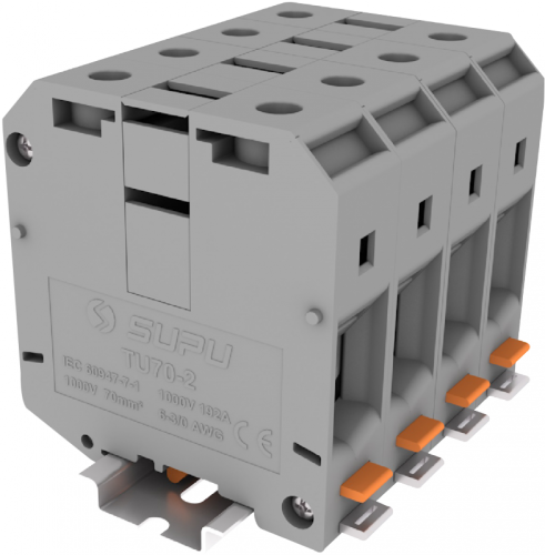 TU70-2-GY Клемма TU 1-1 проходная винтовая, сеч.70мм2, сер., шт | код TU70-2-GY | SUPU TU70-2-GY Клемма TU 1-1 проходная винтовая, сеч.70мм2, сер., шт | код TU70-2-GY | SUPU