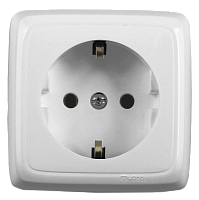 Розетка 1 - местная, РА16-111, 16 А, 2P+E, открытой установки, с заземляющим контактом, без шторок, габ. размеры 62 х 62 х 39 мм, без изолирующей и монтажной пластины, 250 В, белая, ALFA IP20 (135 шт.) HEGEL | код РА16-111 | HEGEL