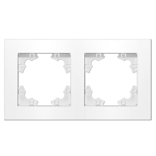 Рамка двухместная горизонтальная серия Афина белая (еврослот) | код A0044 | UNIVersal