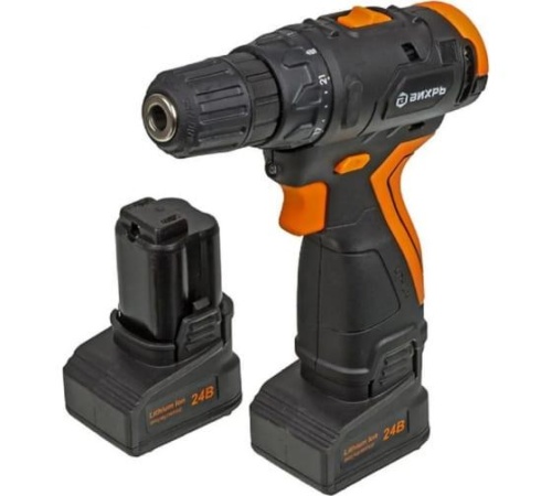 Дрель-шуруповерт аккумуляторная ДА-24Л-2К/Б (2.0 А/ч) (бесщеточный двигатель) | код. 72/14/24 | Вихрь