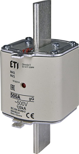 Предохранитель NH-3/gG 500A 500V KOMBI | код 004186231 | ETI Предохранитель NH-3/gG 500A 500V KOMBI | код 004186231 | ETI