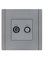 FORTE&PIANO Розетка двойная TV+SAT FP538 сталь IEK | код FP-AF20-O-K46 | IEK