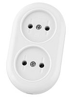 Розеточная колодка 2 гнезда 2П 16А 250B белая Ретро (карболит) TDM | код SQ1806-0603 | TDM