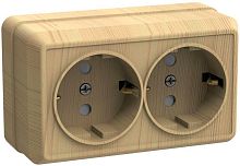 Розетка двухместная ОКТАВА, открытый монтаж, с заземлением, сосна | код. ERO21-K03-16-DC | IEK
